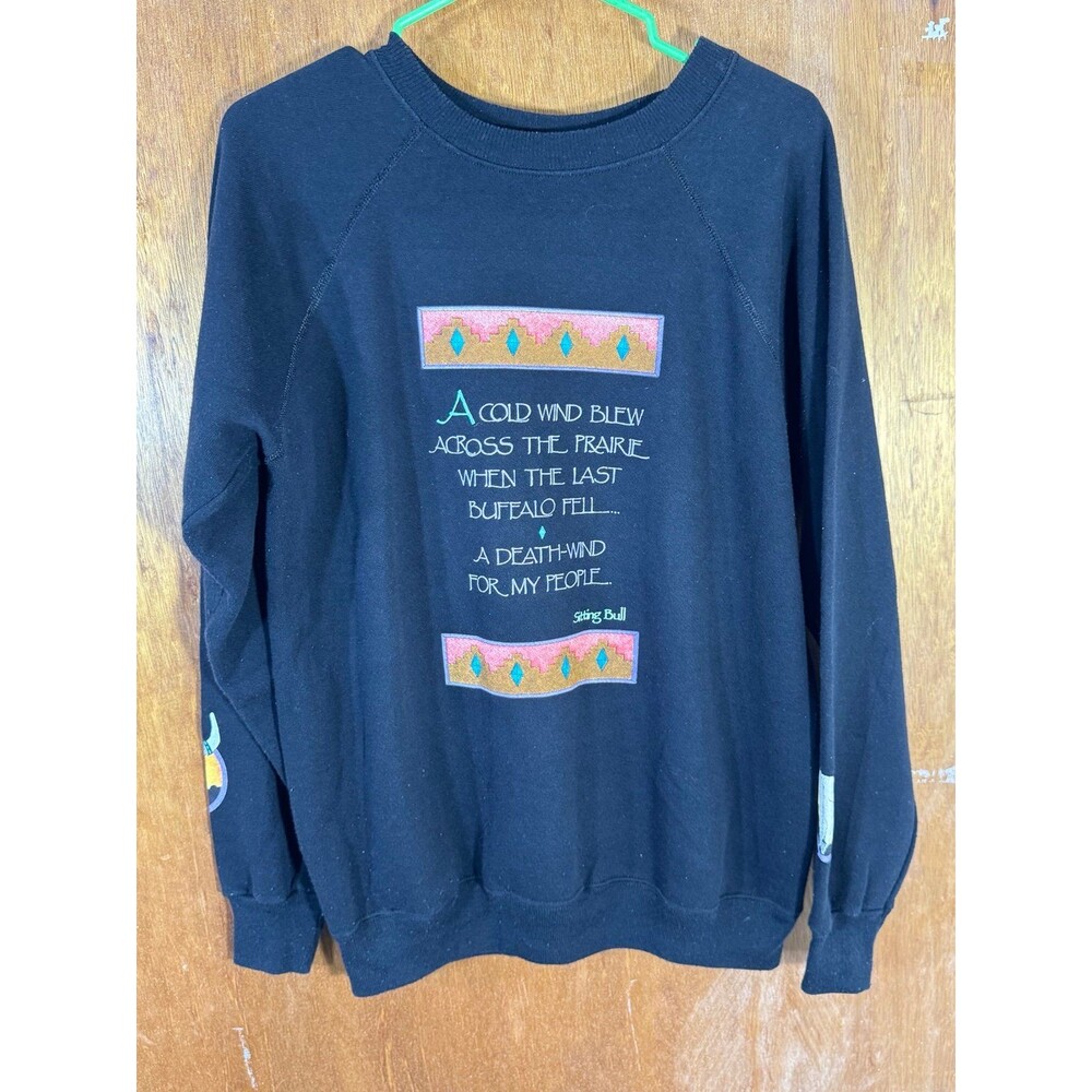 Vintage Sitting Bull Native American Quote Crewneck Sweater Men’s Large USA‎